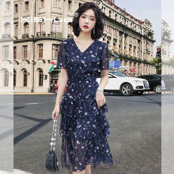 昔說(shuō)（XiShuo） 碎花 立體裁剪 連衣裙