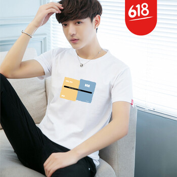 BOYGXG 短袖 男士T恤 白色 XL，L，M，XXL，加大，XXXL