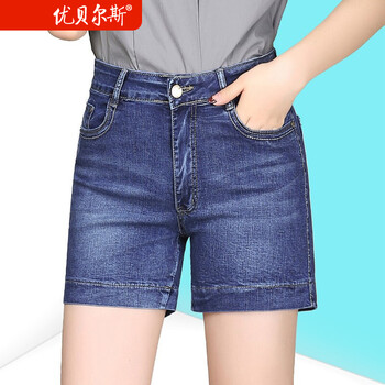 優(yōu)貝爾斯（YOUBES） 自然腰 直筒褲 女 短褲 牛仔褲