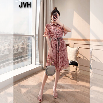 JVH 碎花 拼接，紐扣，綁帶，褶皺，印花，蝴蝶結(jié) 連衣裙