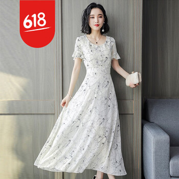 芭依美（BAYIMEI） 碎花，純色 荷葉邊，紐扣，印花 連衣裙