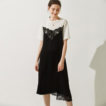 Acne Sandro 純色 拼接，蕾絲 連衣裙