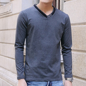 Katiewens 長(zhǎng)袖 男士T恤 6056深灰色 