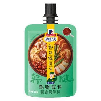 味好美（McCormicK）火锅底料 部队锅风味锅物底料100g 韩式辣炒年糕泡菜泡面锅调味酱 百年品牌 优质原料