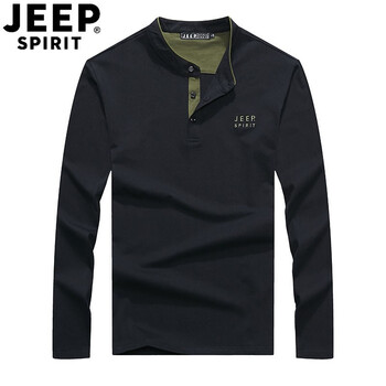 Jeep 短袖 男士T恤 黑色-長款 
