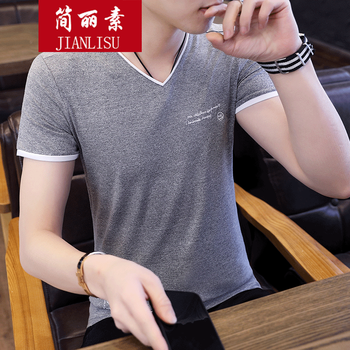 簡(jiǎn)麗素（JIANLISU） 短袖 男士T恤 深灰色 