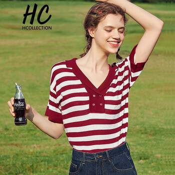 Hcollection 紐扣 短袖 T恤 女 