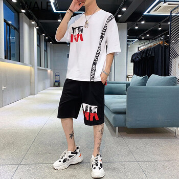 WALF 五分袖 男士T恤 白色 