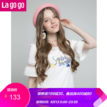 lagogo 鏤空，印花 短袖 T恤 女 圓領