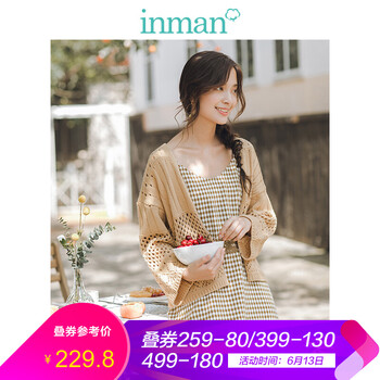 茵曼（INMAN） 格子 鏤空 連衣裙