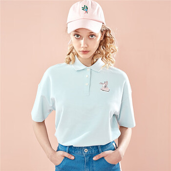 佐丹奴（Giordano） 刺繡 短袖 T恤 女 POLO領(lǐng)