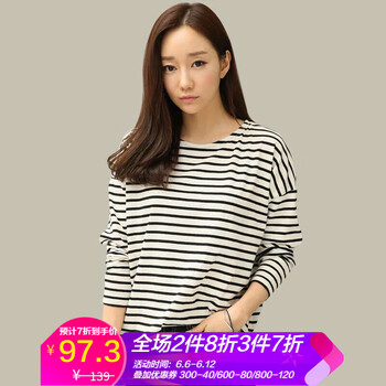 shezglobal 條紋 短袖 T恤 女 圓領(lǐng)