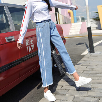 deciuhlae 高腰 直筒褲 女 九分褲 牛仔褲