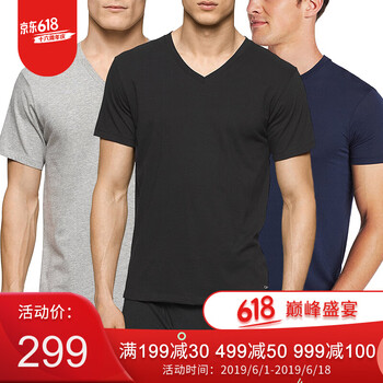 Calvin Klein 短袖 男士T恤 V領(lǐng)M4065黑/深藍(lán)/灰 