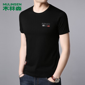 木林森（MULINSEN） 短袖 男士T恤 黑色圓領(lǐng) 