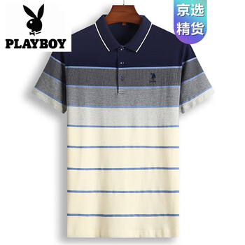 花花公子（PLAYBOY ESTABLISHED 1953） 短袖 男士T恤 米黃 