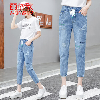 麗依歆 自然腰  女 七分褲 休閑褲