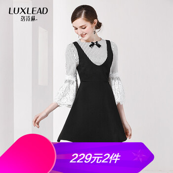 洛詩(shī)琳（LUXLEAD）  荷葉邊，拼接，蝴蝶結(jié)，蕾絲 連衣裙