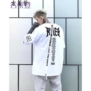 古萊登（GODLIKE） 五分袖 男士T恤 飄帶白色 