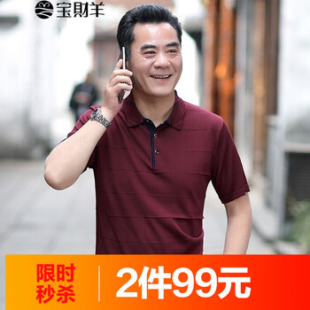 寶財(cái)羊 短袖 男士T恤 9135酒紅色 