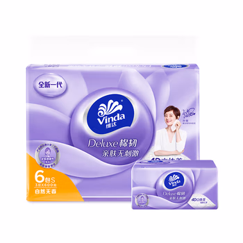 维达(Vinda)抽纸 棉韧立体美6包*3层100抽软抽 抽取式面巾纸 纸巾(真S码 母婴可用)