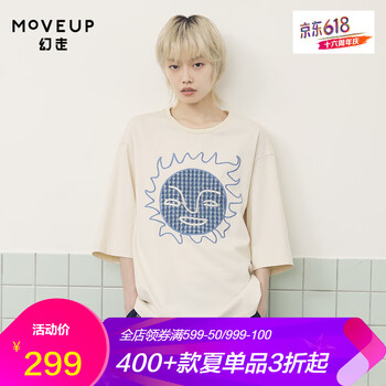 幻走（MOVEUP） 繡花 短袖 T恤 女 圓領(lǐng)