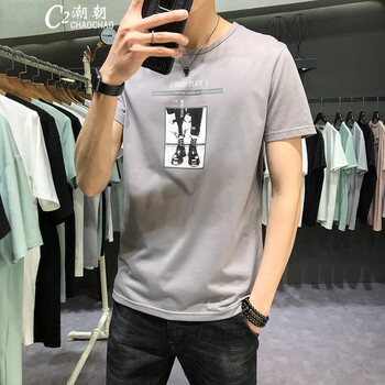 C2潮朝（C2CHAO CHAO） 短袖 男士T恤 8806灰色 