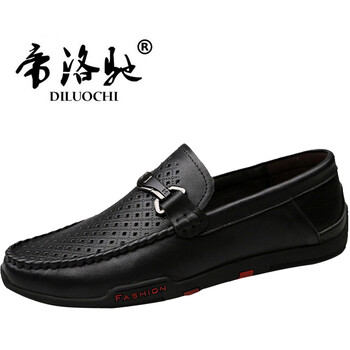 帝洛馳（DILUOCHI）男士黑色 鏤空沖孔 