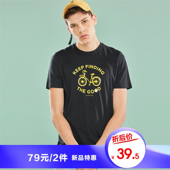 佐丹奴（Giordano） 短袖 男士T恤 54標(biāo)志黑色 