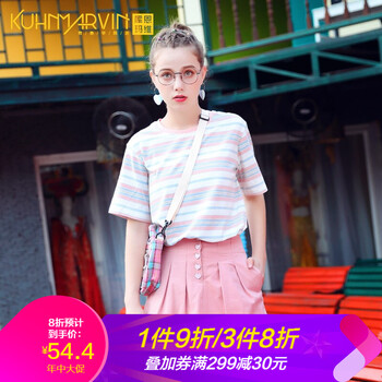 韓版寬松彩色條紋上衣