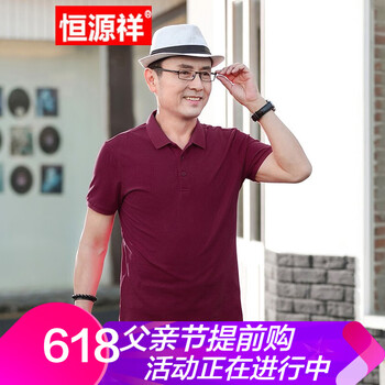恒源祥 短袖 男士T恤 LGDS9619 紫紅 