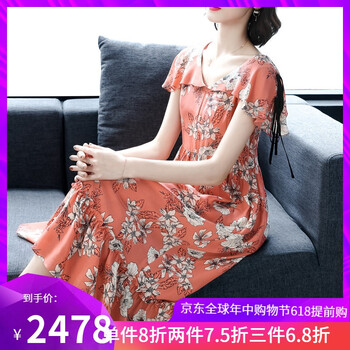 品牌夏季橘紅色連衣裙