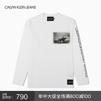 Calvin Klein 長袖 男士T恤 112-白色 