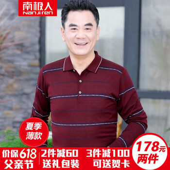 南極人（Nanjiren） 長袖 男士T恤 R02#2酒紅【尺碼問題】 
