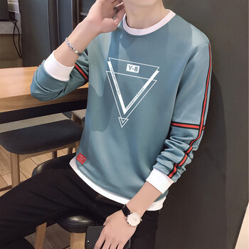 赫塔菲（HETAFE） 長袖 男士T恤 4022湖藍色 XL，4XL，L，M，XXL，XXXL