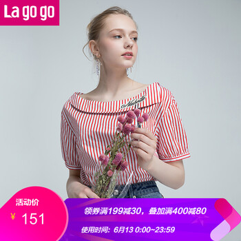 lagogo 貼布 短袖 T恤 女 一字領(lǐng)