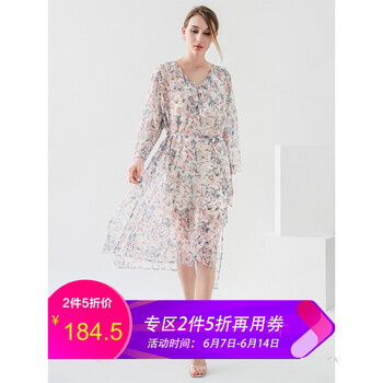 COCOBELLA 碎花 荷葉邊，開衩，印花 連衣裙