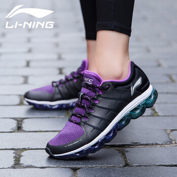 李寧（LI-NING）跑步鞋ARHM022-2新基礎(chǔ)黑/熒光梅紫（透氣網(wǎng)布） 