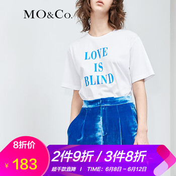 MO&Co. 紐扣 短袖 T恤 女 圓領(lǐng)