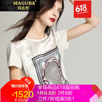 瑪古芭（MAGUBA） 拼接，拼色 短袖 T恤 女 圓領(lǐng)