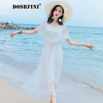 杜莎菲尼（DOSRFINI） 純色 毛領(lǐng) 連衣裙