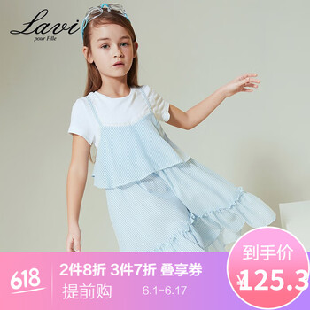 韓版條紋短袖公主裙子