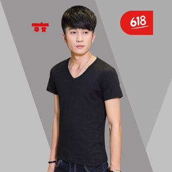 尊首（ZUNSHOU） 短袖 男士T恤 短TV領(lǐng)黑色 