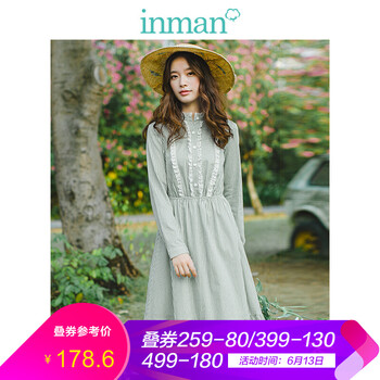 茵曼（INMAN） 格子 格子，花邊 連衣裙