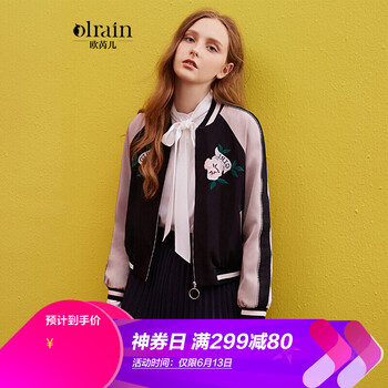 Olrain 圓領(lǐng) 長袖 女 短外套 刺繡