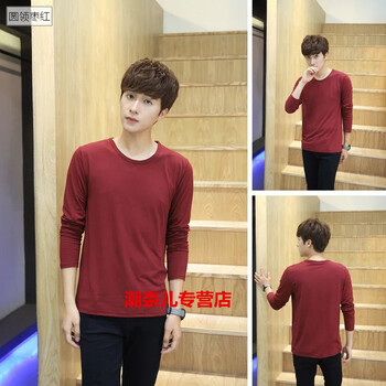 古萊登（GODLIKE） 長袖 男士T恤 YE長袖純色圓領(lǐng)酒紅 S，XL，L，XXXL，M，XXL