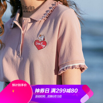 Olrain 繡花 短袖 T恤 女 POLO領(lǐng)