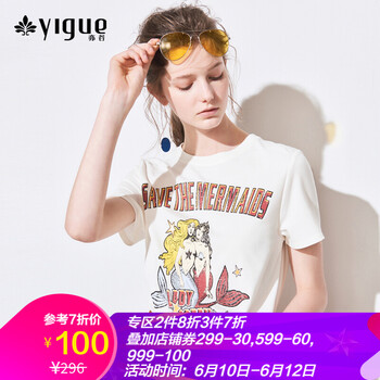 亦谷（YIGUE） 拼接，印花 短袖 T恤 女 圓領(lǐng)