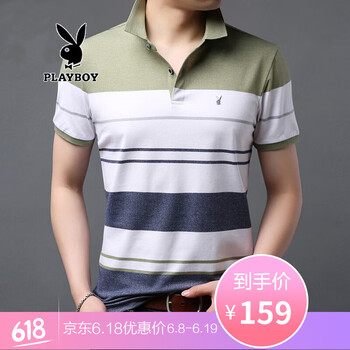 花花公子（PLAYBOY ESTABLISHED 1953） 短袖 男士T恤 綠色7714 