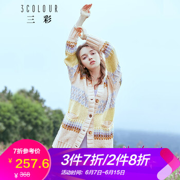 三彩 V領(lǐng) 長袖 女 短外套 撞色，紐扣